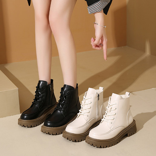 加绒马丁靴女英伦风2024冬季