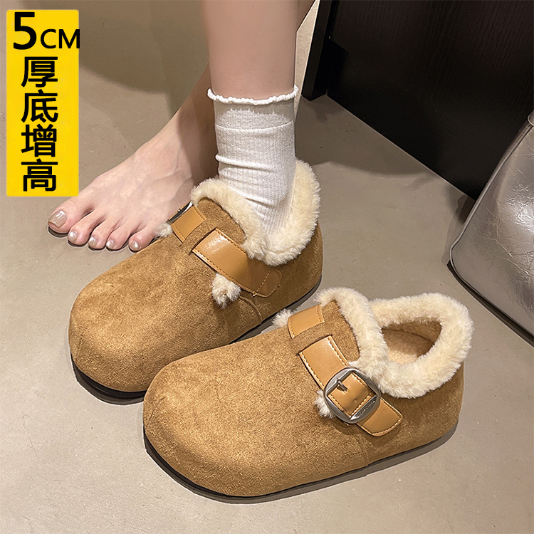 厚底增高5CM小个子加绒勃肯鞋女