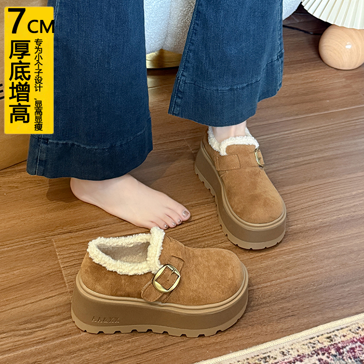 厚底增高7CM小个子加绒勃肯鞋女