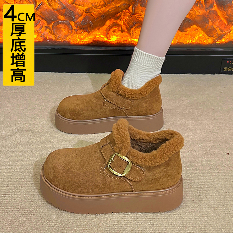 厚底增高4CM小个子加绒勃肯鞋女