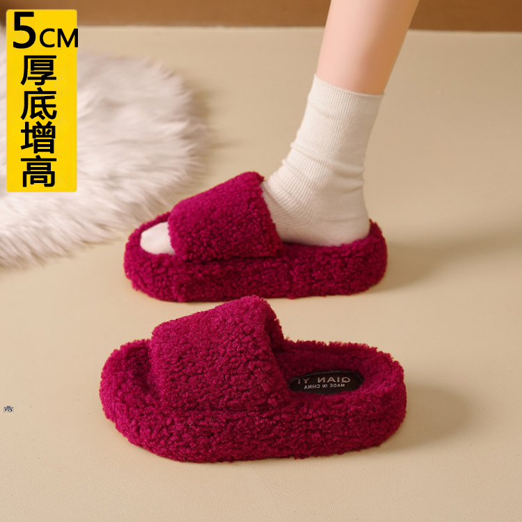 增高5CM小个子毛毛拖鞋女外穿