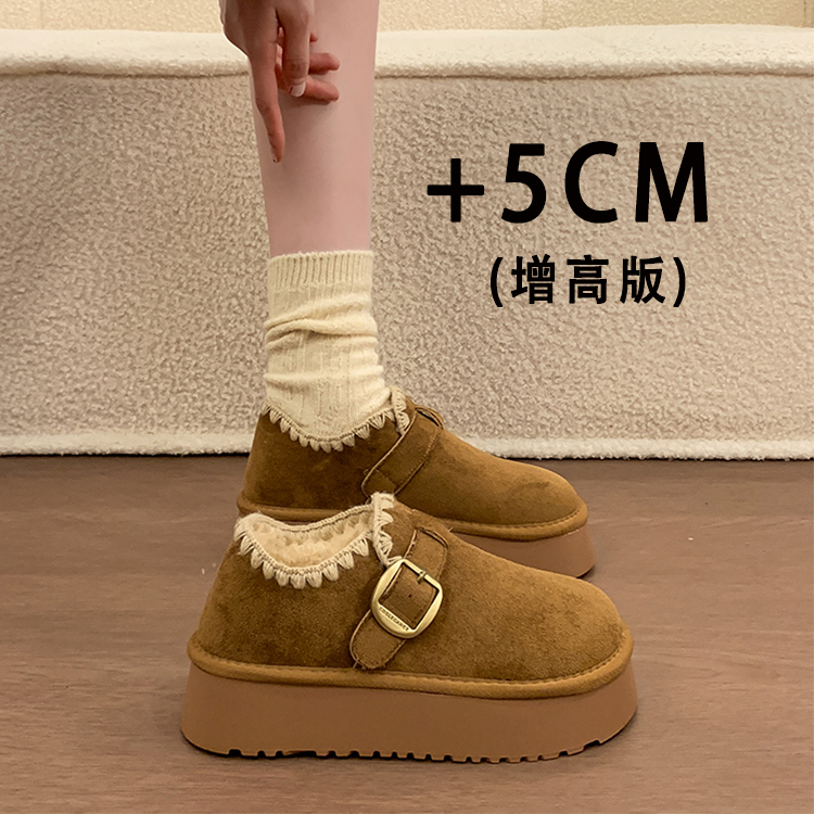 厚底增高5CM小个子加绒勃肯鞋女