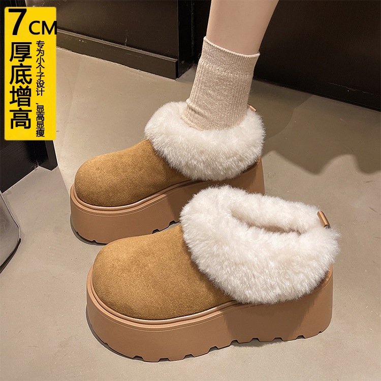 厚底增高7CM小个子加绒勃肯鞋女
