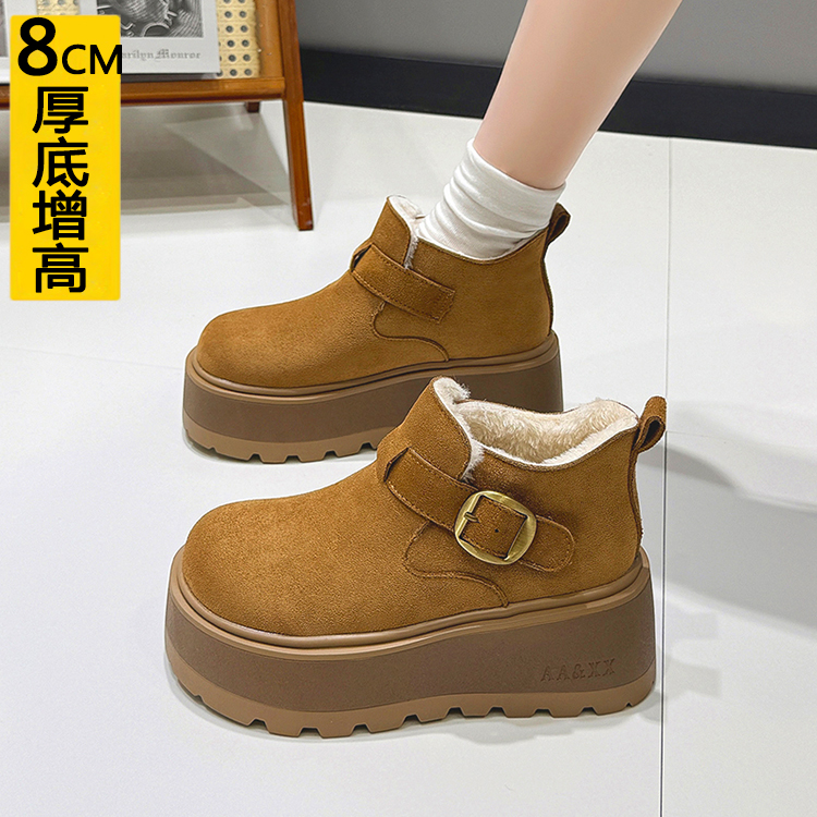 厚底增高8CM小个子加绒勃肯鞋女
