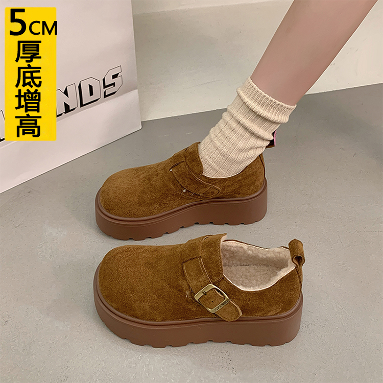 厚底增高5CM小个子加绒勃肯鞋女