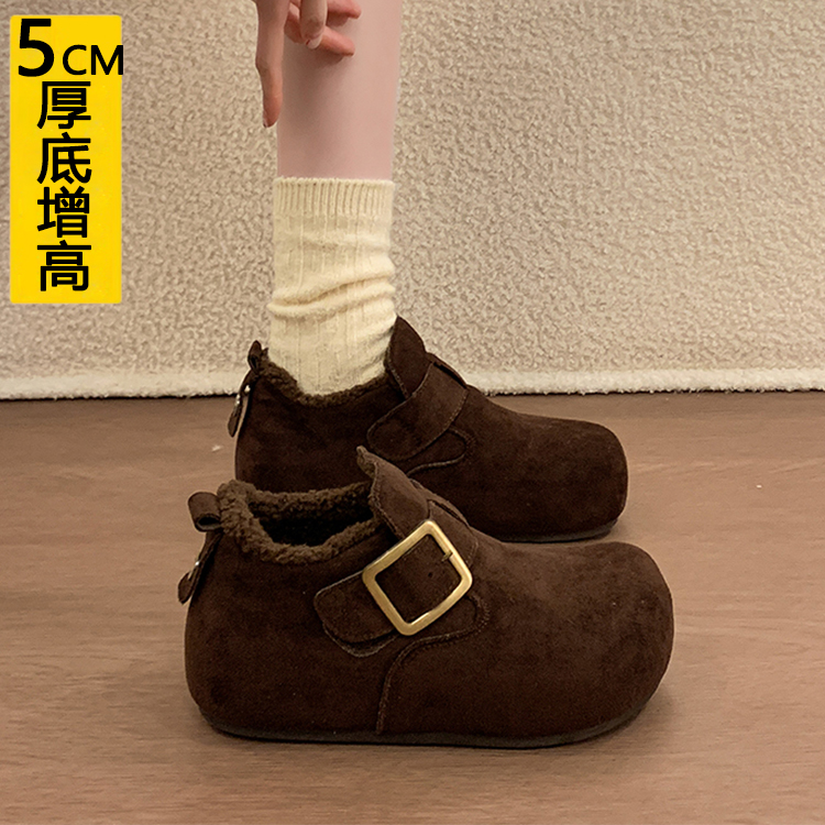 5CM内增高厚底小个子加绒勃肯鞋
