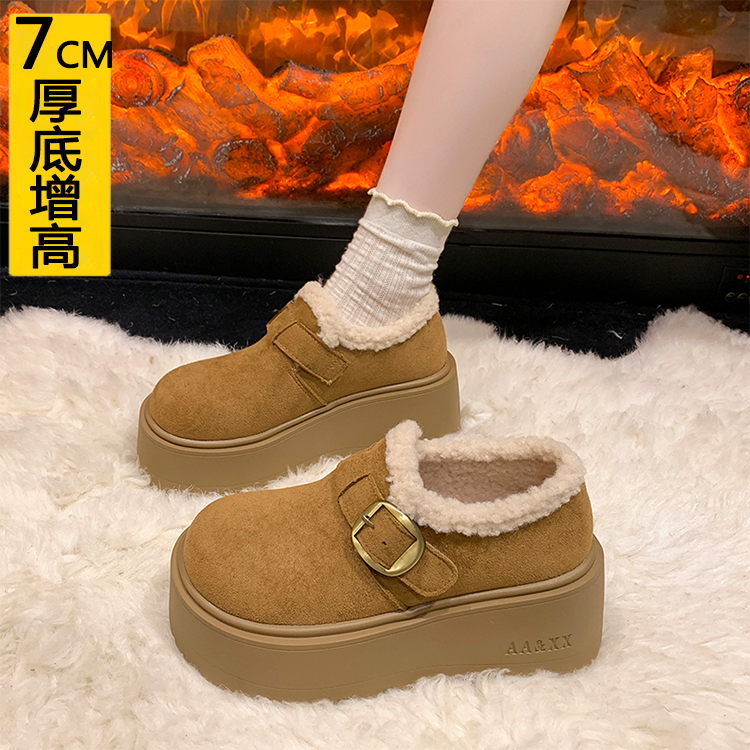 厚底增高7CM小个子加绒勃肯鞋女