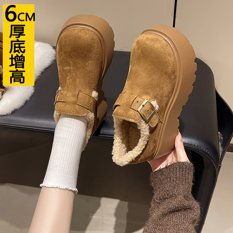 厚底增高6CM小个子加绒勃肯鞋女