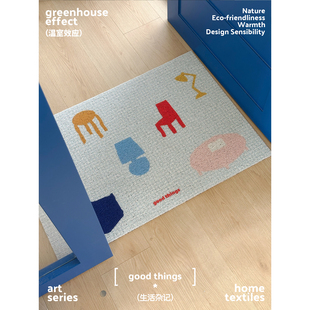 治愈系入户地垫 门厅玄关脚垫防滑垫猫抓垫 创意插画ins风丝圈垫