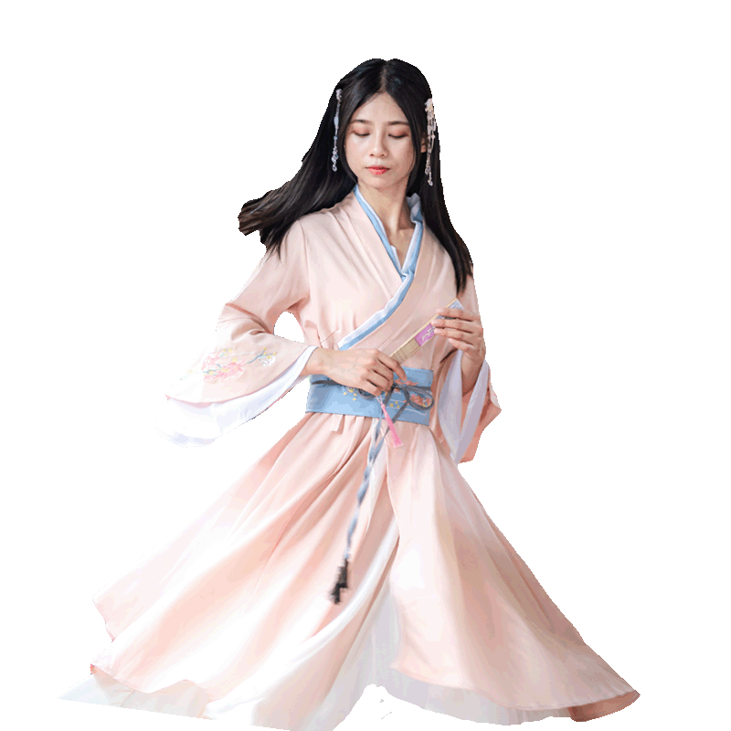 连衣裙汉元素日常女装夏季复古中国风汉服短袖中长裙斜襟齐腰日常