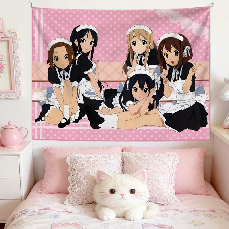 thumbnail for Light sound girl two-dimensional animation girl's dormitory dormitory decoration hanging cloth room bedside poster layout background cloth
