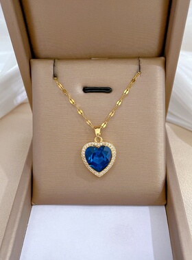 【钛钢】满钻爱心轻奢气质华丽满钻项链女网红百搭锁骨链钛钢链条