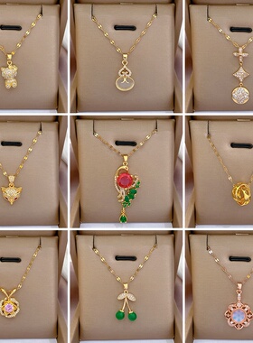 【钛钢】微镶气质轻奢满钻真金精致微镶项链女时尚潮流锁骨链厂家