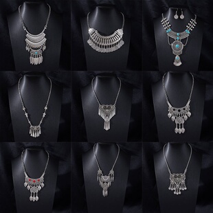 复古民族风人像钱币流苏项链新中式异域风情锁骨链苗疆少女脖颈链