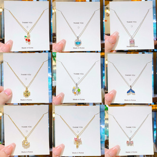 多巴胺彩色田园风饰品钛钢项链亚马逊跨境热销个性设计锁骨链