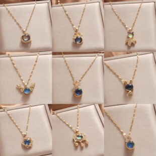 感温变色钛钢不掉色钥匙花朵四叶草项链女韩版简约礼物