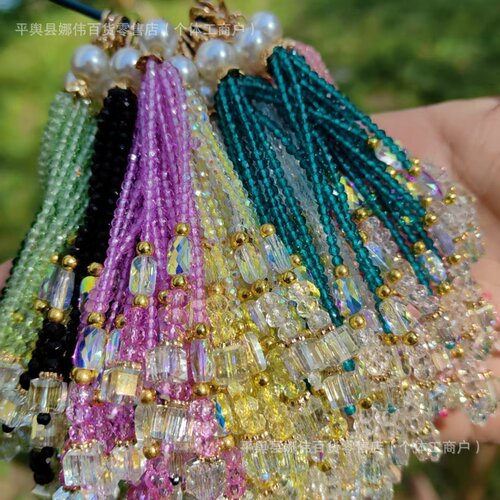 方糖水晶米珠流苏宋锦配饰可拆卸尖晶石包挂压襟材料中式