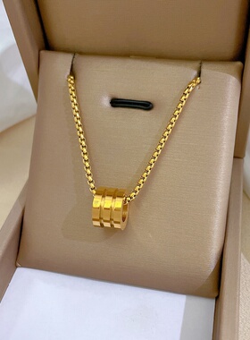 【通体钛钢】三环小蛮腰个性极简风炉内真金项链女ins网红锁骨链