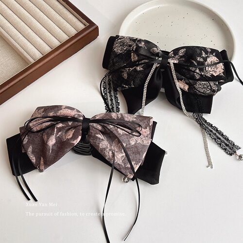 2026新款优雅复古百搭马尾夹高级感后脑勺优雅缎面蝴蝶结抓夹头饰