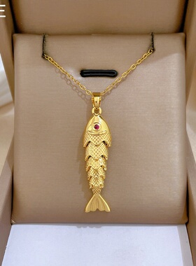 【钛钢】 多层活动锦鲤轻奢风气质华丽满钻项链女百搭锁骨链钛钢