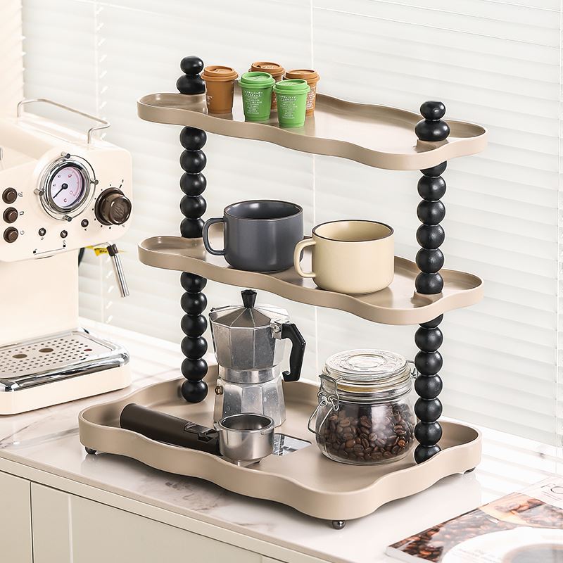 梯形马克杯子收纳架厨房调料轻奢复古实木桌面咖啡台用具品置物架