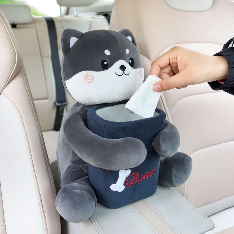 创意车载纸巾盒垃圾桶二合一车内装饰品可爱女士汽车扶手箱抽纸盒