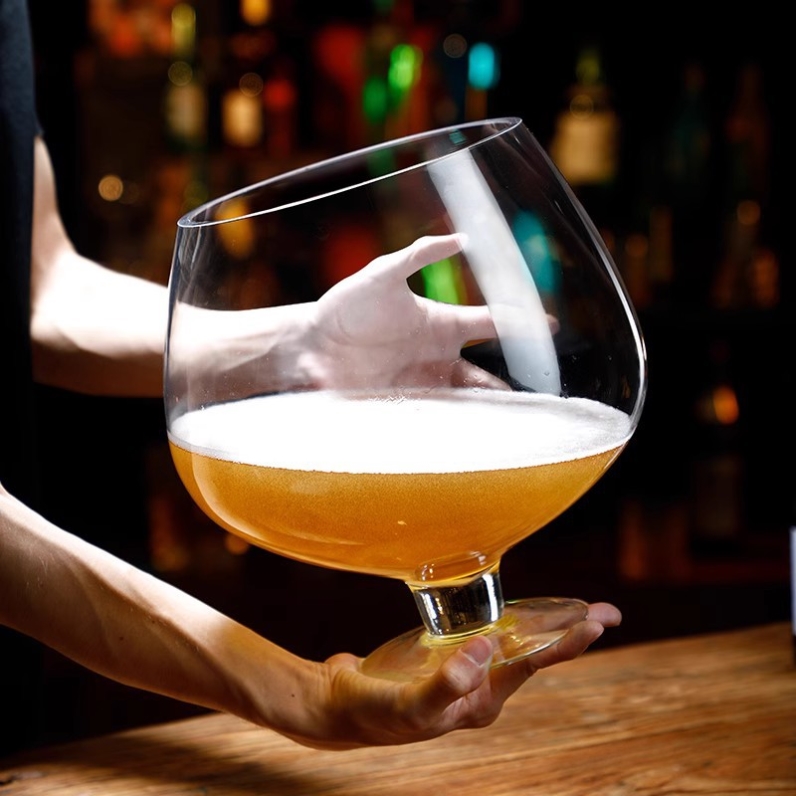玻璃杯巨大特大号酒杯饮料高脚英雄杯超大容量啤酒杯同归于尽酒杯
