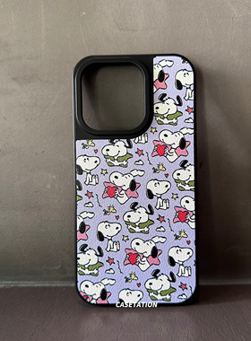 淡紫色史努比卡通拼贴大孔刀锋小羊皮iPhone17pro华为pura80mate70小米17红米k70OPPOreno14VIVOX200漫画动漫