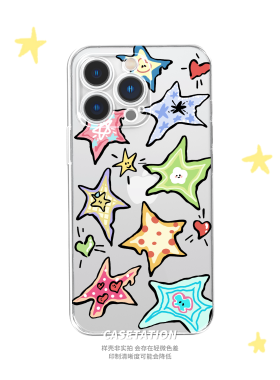 星星手绘涂鸦透明手机软壳iPhone17苹果16pro华为pura80mate70/小米17红米k80vivox300/opporeno可爱手机壳