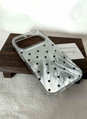 波点小猫羽纱IMD全包边大孔简约iPhone17华为pura80ins风高级感安卓vivo小米oppo不包镜头机保护套闪银保护壳