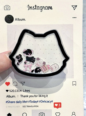 黑线猫头波点卡通摇摇乐气囊支架苹果华为安卓可伸缩折叠3M支架