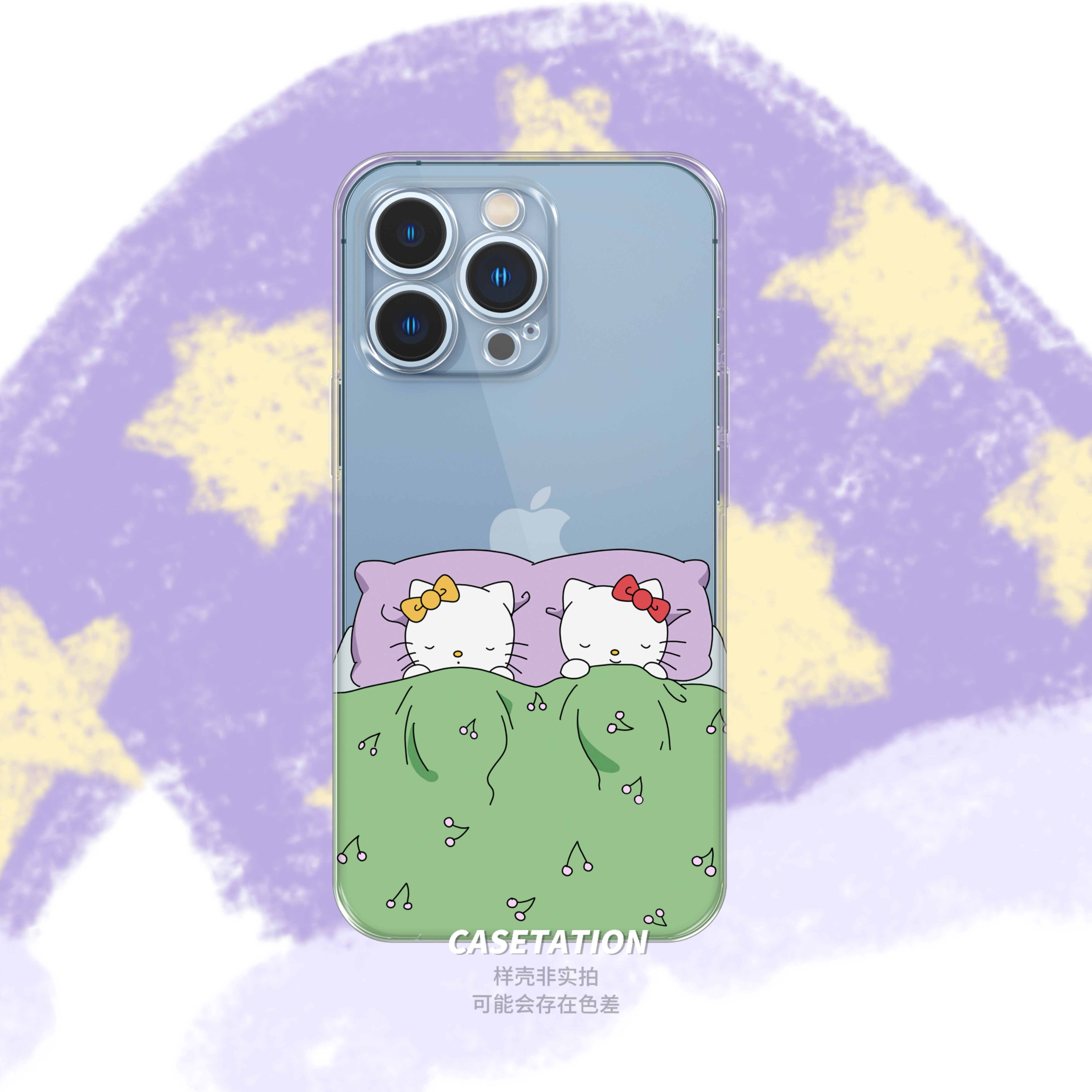 睡觉kitty姐妹手绘全包tpu软壳