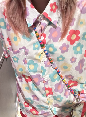 童趣积木彩色手机链可斜挎长链条手机链通用包链挂链ins风带插片