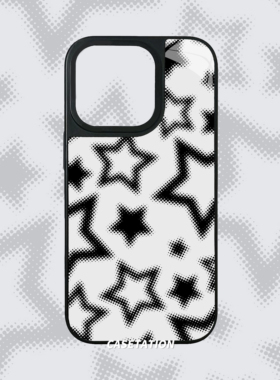 点状星星y2k大孔二合一黑色水凝壳iPhone17promax全包边华为pura80/mate70手机硬壳ins小众手机保护套ins风
