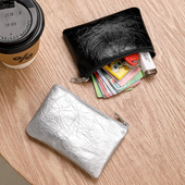 日韩简约零钱包女爆裂纹薄款 真皮质感小巧收纳包驾驶证卡包钥匙包
