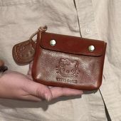 KT小猫手工复古皮质零钱包女可爱迷你便携耳机钥匙证件随身小卡包