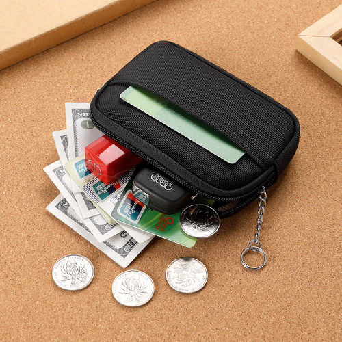 日系帆布零钱包女2026新款短款钱包纯色简约卡包大容量证件收纳包