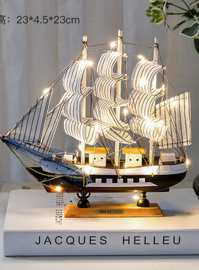 Wooden sailboat model office living room creativity ornament