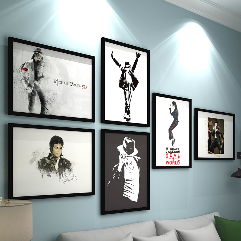 迈克尔杰克逊MJ海报挂画 MJ舞蹈天王壁画怀旧酒吧装饰画 迈克画框