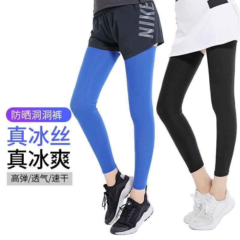 남성용 자외선 차단 다리 슬리브 아이스 실크 다리 슬리브 여름 운전 및 사이클링 발 슬리브 야외 다리 보호 아이스 팬츠 여성용 쿨 다리 양말