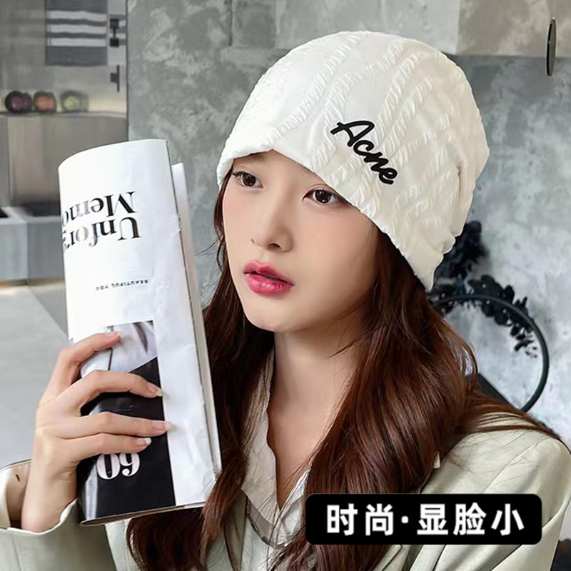 秋冬帽子保暖堆堆帽女防风护耳朵套头帽时尚百搭加厚显脸小包头帽