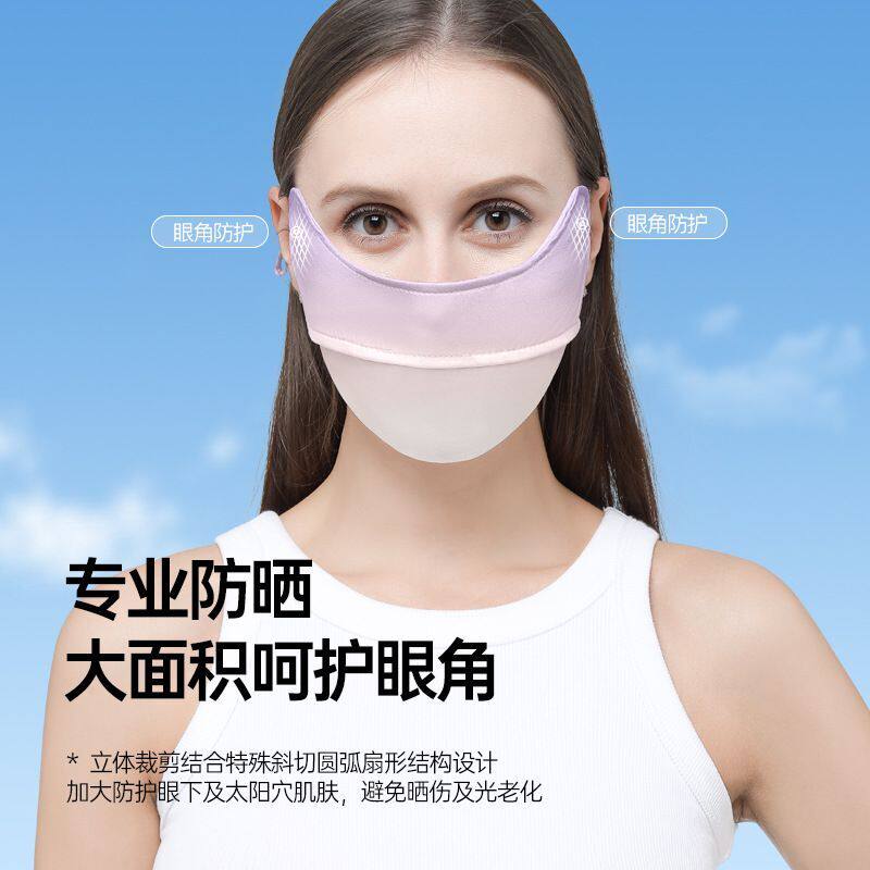 BLUSH SUNSCREEN MASK WOMENS SUMMER THIN VEIL EYE PROTECTION UV PROTECTION FULL FACE GRADIENT ICE SILK MASK