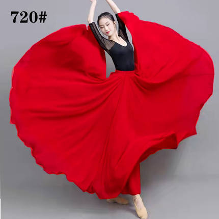 720度超大摆舞蹈裙2021春夏双层雪纺半身裙新疆广场舞垂坠感长裙