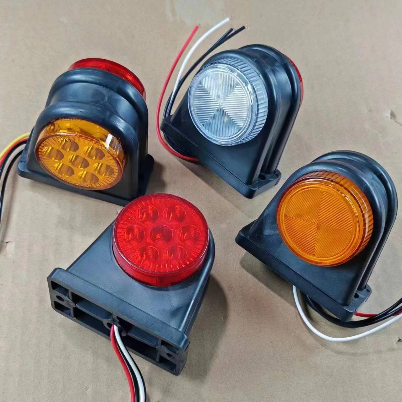 卡车货车14led双色边灯12-24v拖车侧边尾灯卡蒙158卡车转向灯