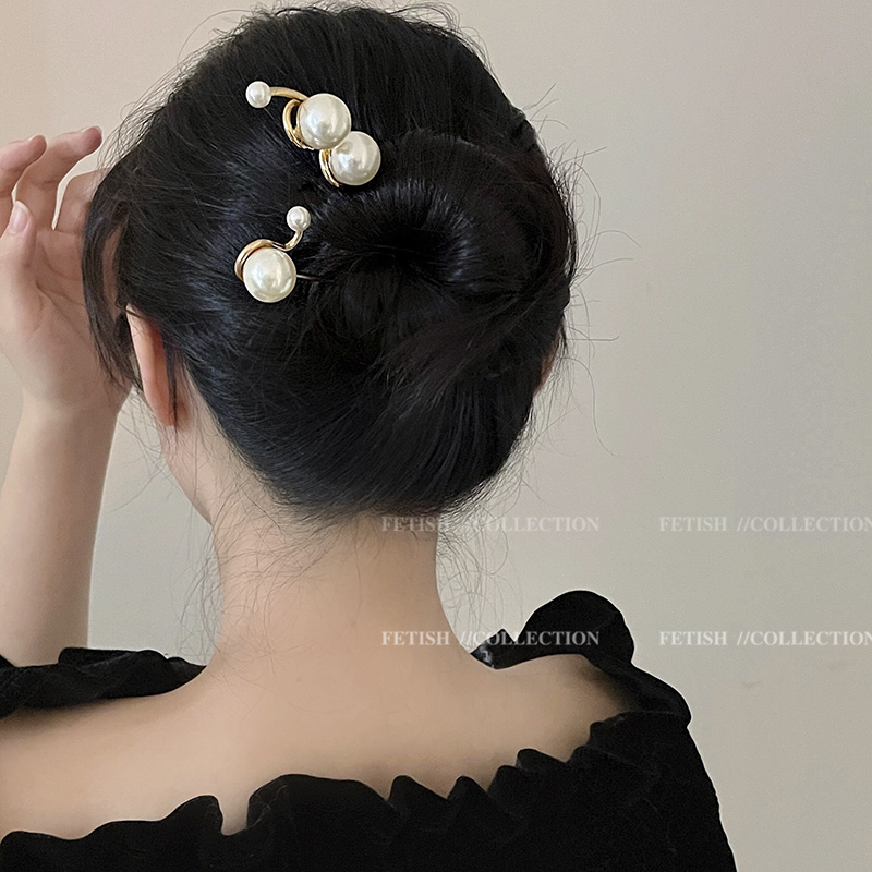 高级感巴洛克珍珠发簪女新中式简约现代发钗簪子盘发神器头饰发饰
