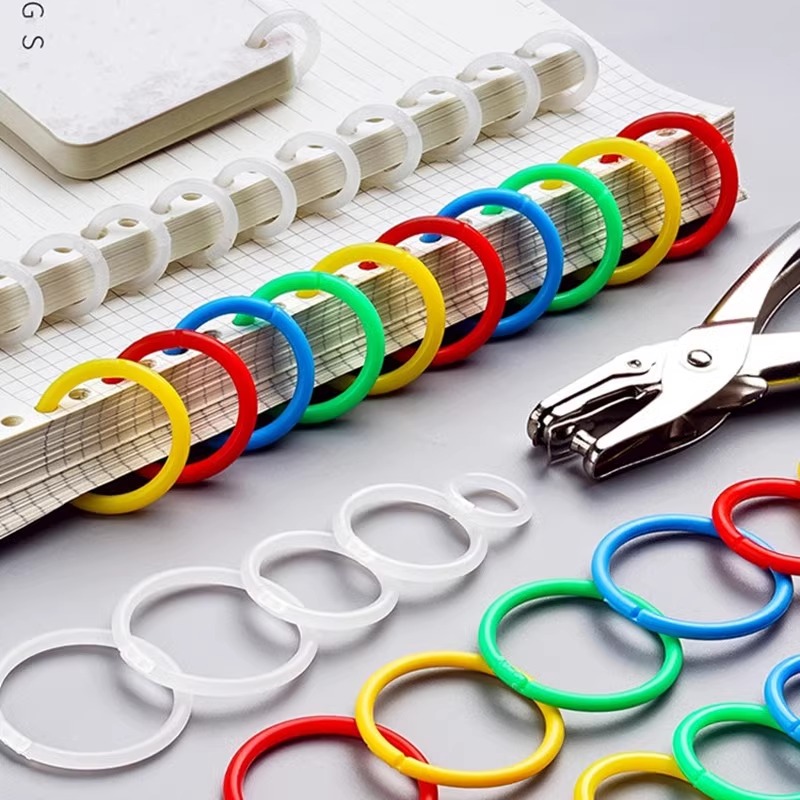 塑料活页装订环胶圈开口环书圈彩色活页本封面卡扣环卡片扣环打孔