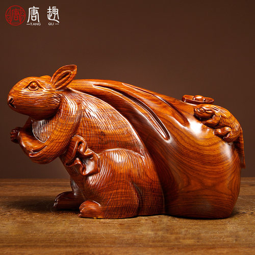 老鼠摆件动物客厅红木工艺品