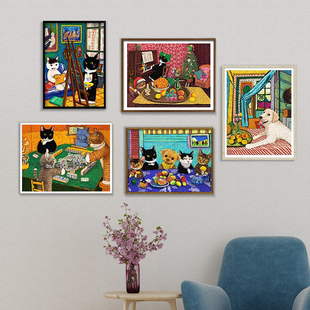 牛牛斯顿名画系列拼图框3djp让我们泡在一起配套装 裱窄边金属相框