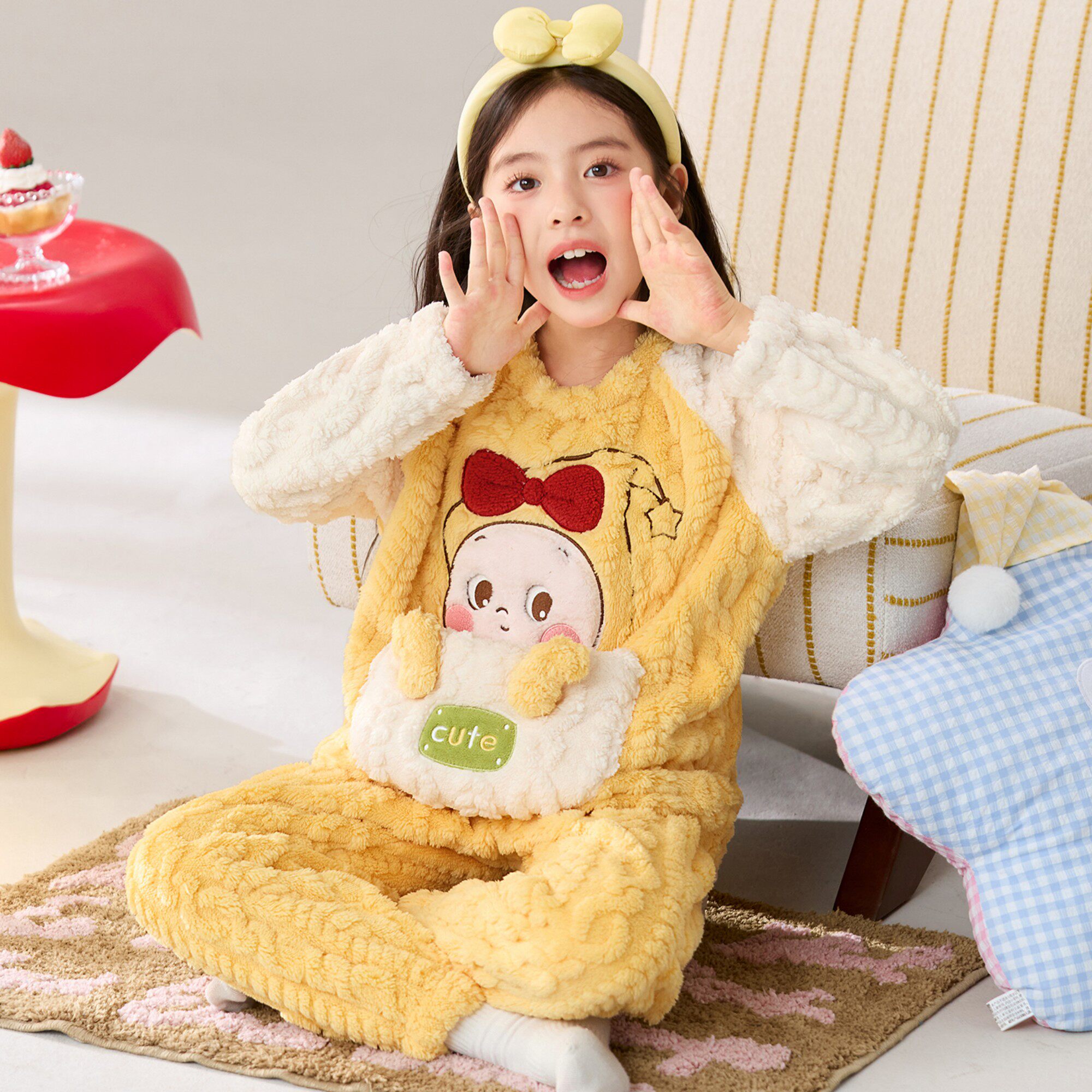 女童睡衣秋冬款珊瑚绒加厚三年级女孩提花绒大恐龙冬季儿童好看的
