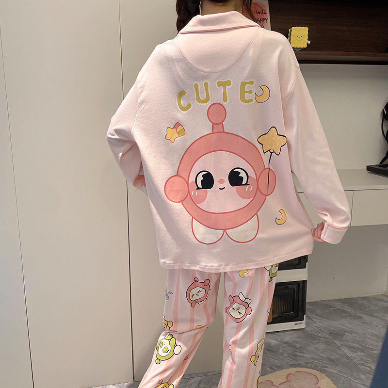 十四周岁胖大童女童大星星纯棉儿童睡衣冬天女孩春秋季长袖家居服